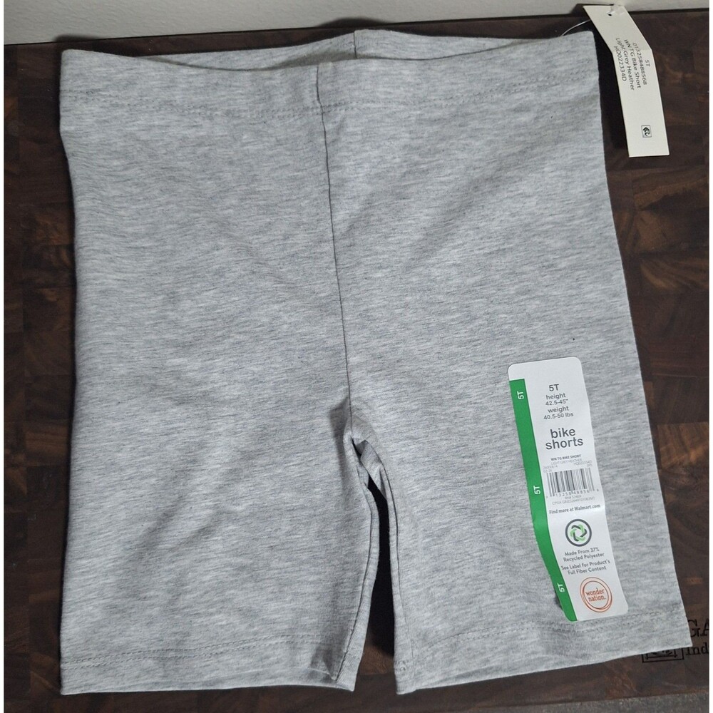 Wonder Nation Toddler Girls Bike Shorts 5T NWT Light Gray Heather Pull On Knit